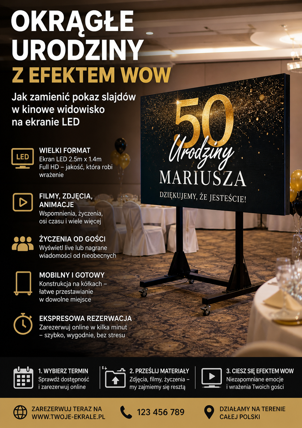 Okrągłe urodziny z efektem WOW: Jak zamienić pokaz slajdów w kinowe widowisko na ekranie LED Poster.